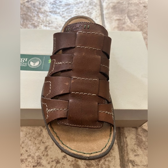 Clarks Woodlake Easy Slide on Sandal dark brown - Picture 6 of 8